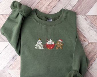 Christmas Embroidery Sweatshirt | Christmas Sweatshirt Embroidered | Christmas Sweater | Christmas Tree Sweatshirt |  Holiday Sweatshirt