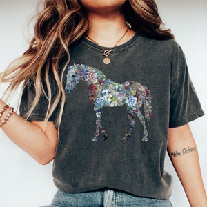 Floral Horse Shirt | Farm Lover | Horse Child Shirt | Horse Lover Horse Lover Gift For Women | Animal Lover Shirt | Equestrian Shirt