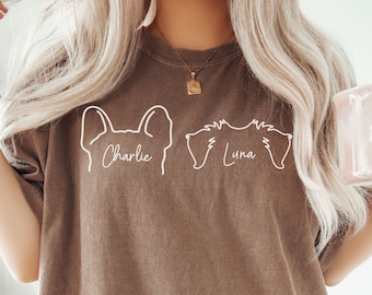 Camiseta personalizada Dog Comfort Colors®, Orejas personalizadas, Nombre personalizado, Mamá de perro, Amante de los perros, Mamá de perro, Regalo para mamá de perro
