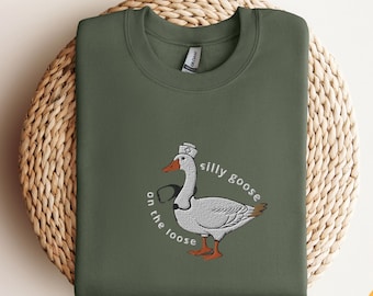 Embroidered Nurse Silly Goose Sweatshirt | Trendy Sweatshirt | Gift For Her | Silly Goose University | Funny Embroidered Shirt