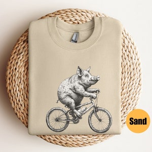 Pig Riding Bike Sweatshirt | Pig Lover Sweatshirt | Farmer Sweatshirt | Funny Pig Sweatshirt | Cute Pigs Sweatshirt | Farm Sweatshirt