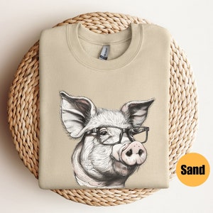 Pig Wearing Glasses Sweatshirt | Pig Lover Sweatshirt | Farmer Sweatshirt | Funny Pig Sweatshirt | Cute Pigs Sweatshirt | Farm Sweatshirt