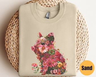 Sudadera con estampado de cerdo floral / Sudadera con estampado de cerdo / Sudadera con estampado de granjero / Sudadera con estampado de cerdo divertido / Sudadera con estampado de cerdo lindo / Sudadera con estampado de granja