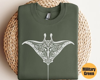 Sweatshirt mantarog | Trui met mariene biologie | Shirt met pijlstaartrog | Mantarogcadeau | Scuba-hoodie | Strandshirt