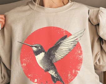Vintage Hummingbird Sweatshirt, Goblincore Nature Sweatshirt, Bird Lover Gift, Spring Bird Sweatshirt, Animal Lover Sweatshirt, Gift For Her