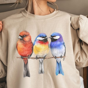 Vintage Bird Sweatshirt, Bird Lover Sweatshirt, Gift For Bird Lover, Birds T-Shirt, Nature Lover Sweatshirt, Nature Sweatshirt, Spring Birds
