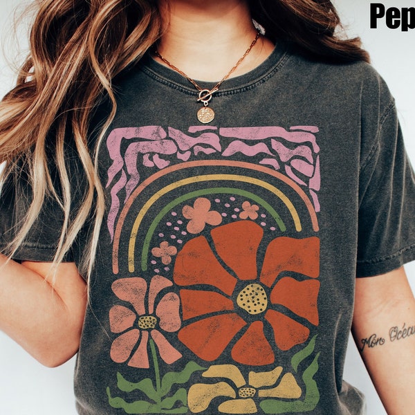 Boho fleurs sauvages Cottagecore | Chemise botanique | T-shirt fleuri | Teinte en pièce | T-shirt fleurs sauvages | Chemise pour amoureux de la nature | Chemises végétales