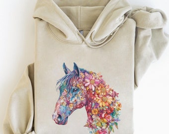 Floral Horse Hoodie, Horse Lover Hoodie, Floral Hoodie, Gift For Her, Women Country Hoodie, Hoodie Gift For Horse Lower