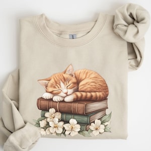 Cat Book Sweatshirt, Books and Cats Sweatshirt, Reading Shirt, Cat Lover Shirt, Gift for Cat Lover, Gift for Book Lovers, Bookish Sweatshirt