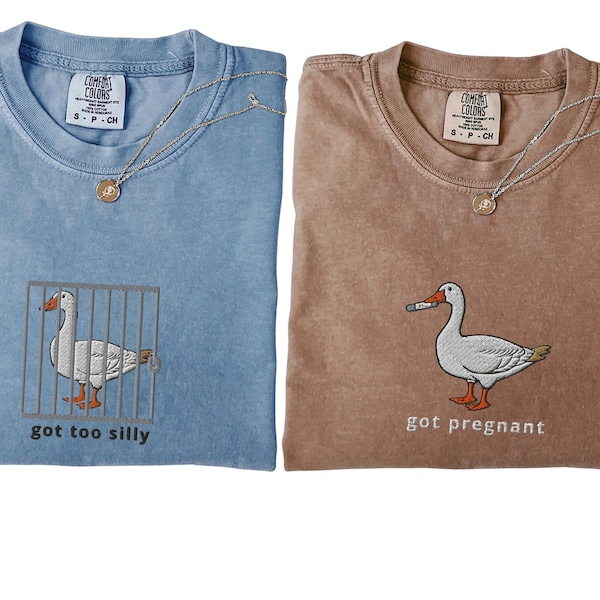 Silly Goose Pregnancy Announcement Embroidered Shirt, Funny Baby Reveal Shirt, Matching Gender Reveal Shirts, Mom & Dad Matching Shirts