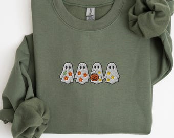 Embroidered Ghost Sweatshirt, Halloween Embroidered Sweatshirt, Cute Ghost Shirt, Halloween Sweatshirt, Cute Halloween, Halloween Gift