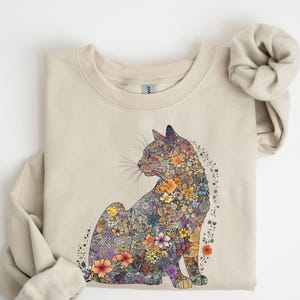 Cat Mom Sweatshirt Floral Cat Shirt Purr Shirt Cat Mom Floral Cat Tee Cat Lover Shirt Animal Lover Tee Cat Lovers Shirt Gift for Mom