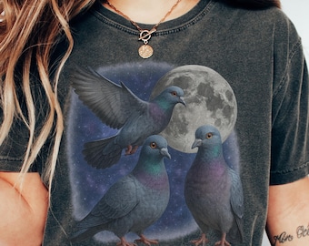 Tauben Mond Shirt, Tauben Liebhaber Geschenk, lustiges Tauben T-Shirt, übergroßes Vogel T-Shirt, lustiges Geschenk, Tauben Shirt