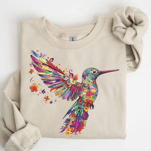 Hummingbird Sweatshirt| Gift For Her| Spring Birds| Bird Sweatshirt| Bird Lover Gift| Watercolor Hummingbird| Floral Hummingbird Shirt
