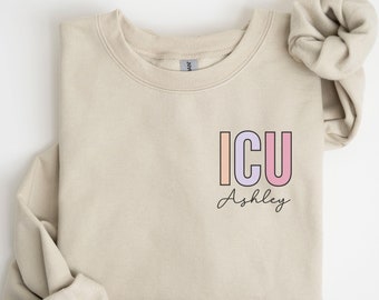 Sweat-shirt personnalisé infirmière USI, cadeau de remise des diplômes, cadeau infirmière USI, cadeau brûlure USI, sweat-shirt unité de soins intensifs, infirmière de soins intensifs
