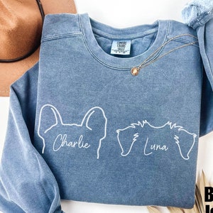 Custom Dog Comfort Colors®-sweater, gepersonaliseerd sweatshirt met hondenoren met naam, kerstcadeau, cadeau vader hond, cadeau voor hem, dierenliefhebbers