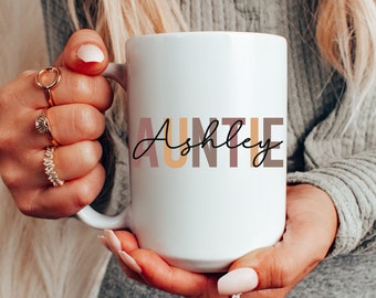 Personalized Auntie Mug | Gifts For Aunt | Gift For Auntie | Cool Aunt Mug | Pregnancy Announcement Cup | Camp Mug Soon To Be Auntie Gift