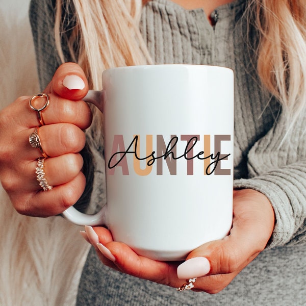 Personalized Auntie Mug | Gifts For Aunt | Gift For Auntie | Cool Aunt Mug | Pregnancy Announcement Cup | Camp Mug Soon To Be Auntie Gift