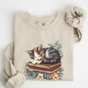 Cat Book Sweatshirt, Books and Cats Sweatshirt, Reading Shirt, Cat Lover Shirt, Gift for Cat Lover, Gift for Book Lovers, Bookish Sweatshirt