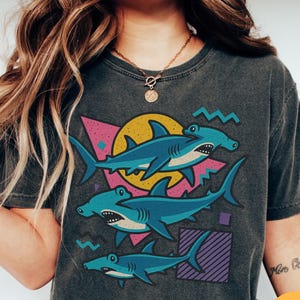 Hammerhead Shark Vintage Graphic Comfort Colors® Tee, 90s Retro Ocean Lover Shirt, Funny Sea Creature Tee, Marine Biology Gift, Shark Shirt