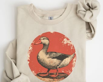 Bluza Vintage Duck, prezent dla miłośnika kaczek, bluza Cottage Core Duck, prezent dla kaczek, bluza dla miłośnika kaczek, bluza dla miłośnika kaczek, prezent dla myśliwego