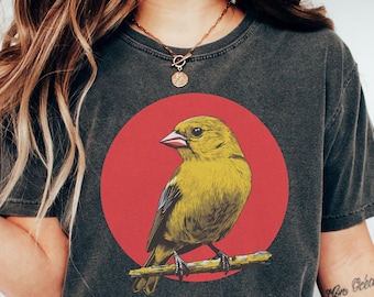 Maglietta Vintage Finch Comfort Colors®, Maglietta per amanti degli uccelli, Regalo per amanti degli uccelli, Maglietta con uccelli, Maglietta per amanti della natura, Maglietta con uccelli primaverili