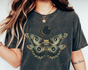 Moth Shirt | Luna Moth | Witchy Shirt | Goblincore Shirt | Celestial Shirt | Goblincore Clothing | Moth T-Shirt | Cottage Core Shirt