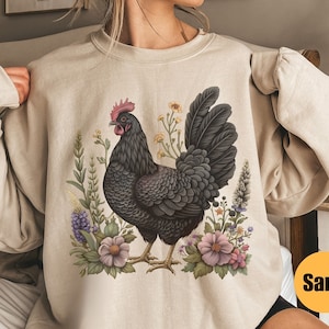 Cottragecore Chicken Sweatshirt | Farm Animal Shirt | Gifts For Farmer | Homestead Sweatshirt | Chicken Lover Gift | Chicken Sweater