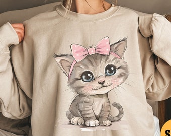 Coquette Cat Sweatshirt | Cat Sweater | Coquette Sweatshirt | Gift For Mom | Gift For Cats Lover | Cute Cat Shirt | Funny Cat Sweatshirt