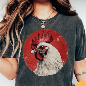 Vintage Cottagecore Chicken Comfort Colors® T Shirt, Goblincore Nature Shirt, Chicken Lover Gift, Cottage Core Chicken Shirt, Chicken Gift
