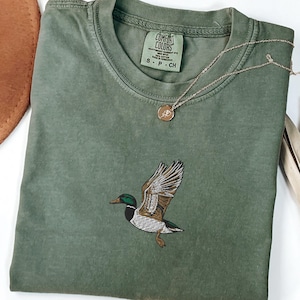 Embroidered Duck Comfort Colors® Shirt | Animal Lover Shirt | Embroidery Shirt | Embroidered Gift | Duck Shirt