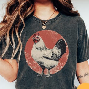 Vintage Cottagecore Chicken Comfort Colors® T Shirt, Goblincore Nature Shirt, Chicken Lover Gift, Cottage Core Chicken Shirt, Chicken Gift