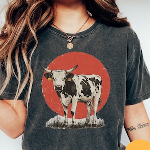 Camiseta vintage con colores de vaca, camiseta Goblincore Nature, regalo para amantes de las vacas, camisetas para amantes de las granjas, regalo de vaca, camiseta de animales de granja