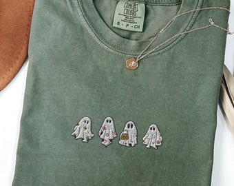 Embroidered Ghost Comfort Colors® Shirt | Halloween Embroidered Shirt | Cute Ghost Shirt | Halloween Shirt | Cute Halloween | Halloween Gift