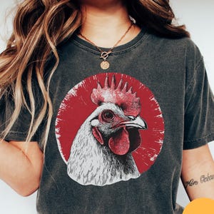 Vintage Cottagecore Chicken Comfort Colors® T Shirt, Goblincore Nature Shirt, Chicken Lover Gift, Cottage Core Chicken Shirt, Chicken Gift