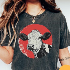 Camiseta vintage con colores de vaca, camiseta Goblincore Nature, regalo para amantes de las vacas, camisetas para amantes de las granjas, regalo de vaca, camiseta de animales de granja