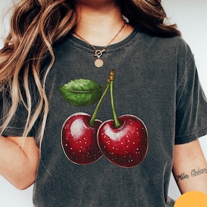 Vintage Cherry Shirt, Cherry Tee, Fruit tshirt, Summer Shirt, Food lover gift, Foodie, Cherry Lover Gift, Retro Cherry Shirt, Cherries Tee