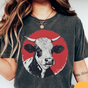 Camiseta vintage con colores de vaca, camiseta Goblincore Nature, regalo para amantes de las vacas, camisetas para amantes de las granjas, regalo de vaca, camiseta de animales de granja
