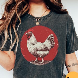 Vintage Cottagecore Chicken Comfort Colors® T Shirt, Goblincore Nature Shirt, Chicken Lover Gift, Cottage Core Chicken Shirt, Chicken Gift