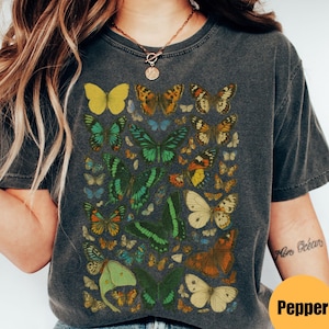 Vintage Butterfly & Moth Comfort Colors® Shirt, Cottagecore Aesthetic Shirt, Gift For Her, Nature Lover Tee, Boho Clothing, Botanical Outfit