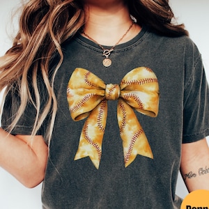 Coquette Softball Comfort Colors® Shirt, Softball Mom Shirt, Game Day Shirt, Fall Softball Season Tee, Softball Bow Shirt, Softball Mom Gift