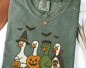 Camisa de Halloween Comfort Colors, Camisa de Ganso, Camisa de Fantasma de Halloween, Camisa de Ganso Engraçado, Camisa de Outono, Camisa Assustadora, Camisa de Fantasia de Abóbora