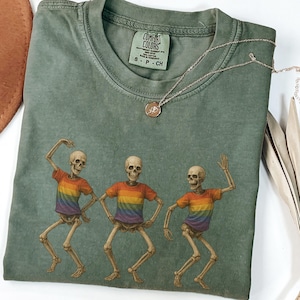 Skeleton Pride Comfort Colors® Shirt, Rainbow LGBTQ Shirt, Funny Pride Shirt, Gay Pride T-shirt, Lesbian Shirt, Bisexual Shirt, Ally Shirt