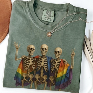 Skeleton Pride Comfort Colors® Shirt, Rainbow LGBTQ Shirt, Funny Pride Shirt, Gay Pride T-shirt, Lesbian Shirt, Bisexual Shirt, Ally Shirt