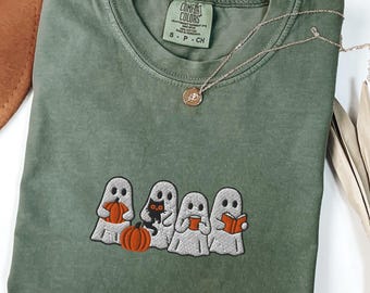 Embroidered Ghost Comfort Colors® Shirt, Halloween Embroidered Shirt, Cute Ghost Shirt, Halloween Shirt, Spooky Season, Halloween Gift