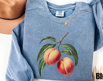 Sudadera Peach Comfort Colors®, sudadera con estampado melocotón, sudadera con frutas, sudadera bohemia, sudadera estética con frutas, regalo para mujer