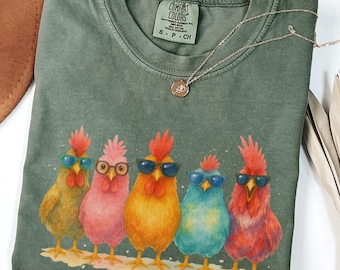 Camiseta de pollo Comfort Colors®, camiseta de pollo para mujer, divertida camiseta de granjero, amor por los pollos, camiseta de animales, camiseta de pollo para el Día de la Madre, camiseta para amantes de los pollos