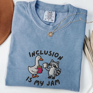 Embroidered Inclusion Is My Jam Comfort Colors® Shirt, Neurodiversity Tee, SPED Teacher Gift, Autism Awareness, Inclusion Advocate shirt