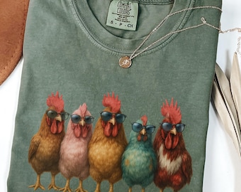 Camiseta de pollo Comfort Colors®, camiseta de pollo para mujer, divertida camiseta de granjero, amor por los pollos, camiseta de animales, camiseta de pollo para el Día de la Madre, camiseta para amantes de los pollos