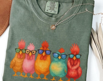 Camiseta de pollo Comfort Colors®, camiseta de pollo para mujer, divertida camiseta de granjero, amor por los pollos, camiseta de animales, camiseta de pollo para el Día de la Madre, camiseta para amantes de los pollos